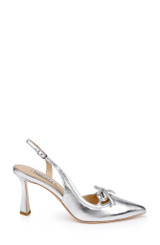 Silver Leather | Georgie Pointed Slingback Pumps Side