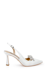 White | Georgie Pointed Slingback Pumps Side