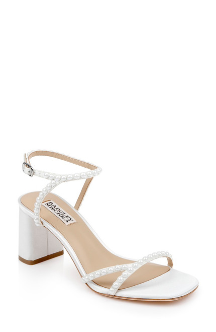 White | Giabella Open Toe Block Heels Front Side