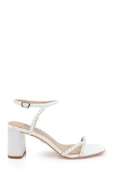 White | Giabella Open Toe Block Heels Side