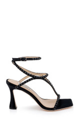 Black | Gianni Strappy Square Toe Heels Side