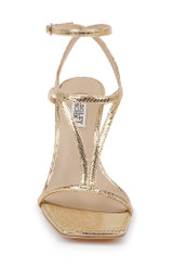 Gold Lizard | Gianni Strappy Square Toe Heels Front