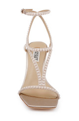 Soft Nude | Gianni Strappy Square Toe Heels Front