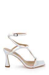White | Gianni Strappy Square Toe Heels Side