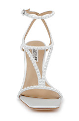 White | Gianni Strappy Square Toe Heels Front
