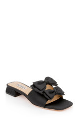 Black Crepe | Giorgia Low Block Slide Sandals Front Side