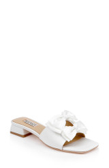 White Crepe | Giorgia Low Block Slide Sandals Front Side