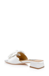 White Crepe | Giorgia Low Block Slide Sandals Back Side