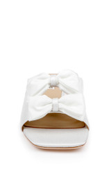 White Crepe | Giorgia Low Block Slide Sandals Front