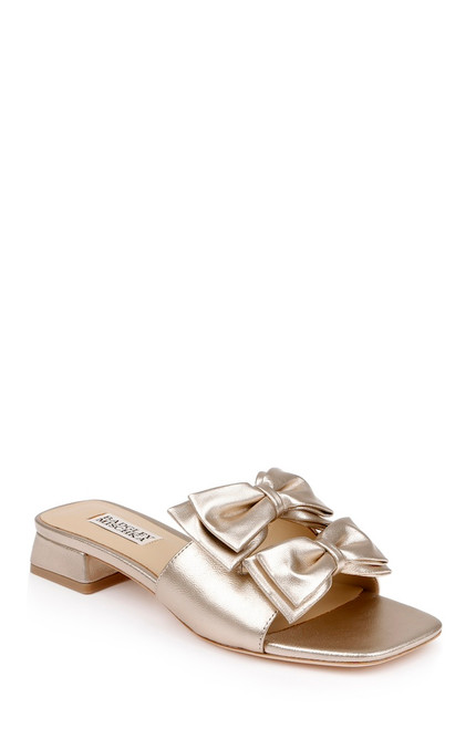 Champagne Leather | Giorgia II Low Block Slide Sandals Front Side