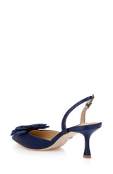Midnight Satin | Giovanna Bow Slingback Pumps Back Side