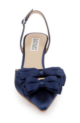 Midnight Satin | Giovanna Bow Slingback Pumps Front