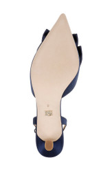 Midnight Satin | Giovanna Bow Slingback Pumps Sole