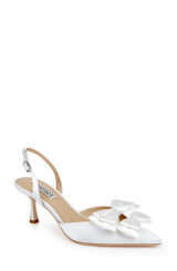 White Satin | Giovanna Bow Slingback Pumps Front Side