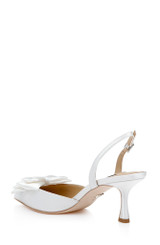 White Satin | Giovanna Bow Slingback Pumps Back Side
