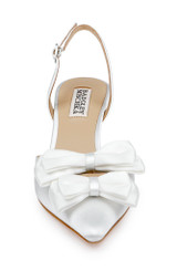 White Satin | Giovanna Bow Slingback Pumps Front
