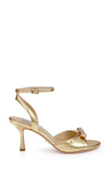 Gold Leather | Giuliana Leather Ankle Strap Heels Side