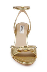 Gold Leather | Giuliana Leather Ankle Strap Heels Front