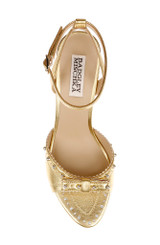 Gold Leather | Giuliana Leather Ankle Strap Heels Top