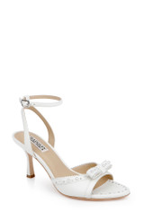 White Leather | Giuliana Leather Ankle Strap Heels Front Side