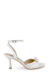 White Leather | Giuliana Leather Ankle Strap Heels Side