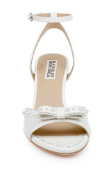 White Leather | Giuliana Leather Ankle Strap Heels Front