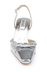 Silver Leather | Gizelle Square Toe Pumps Front