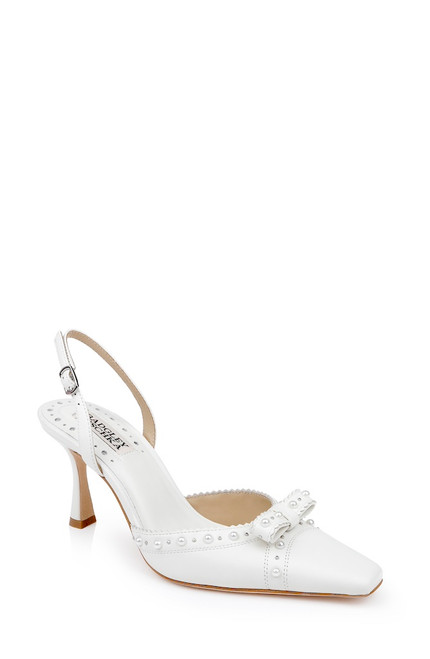 White Leather | Gizelle Square Toe Pumps Front Side