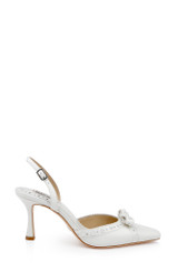 White Leather | Gizelle Square Toe Pumps Side
