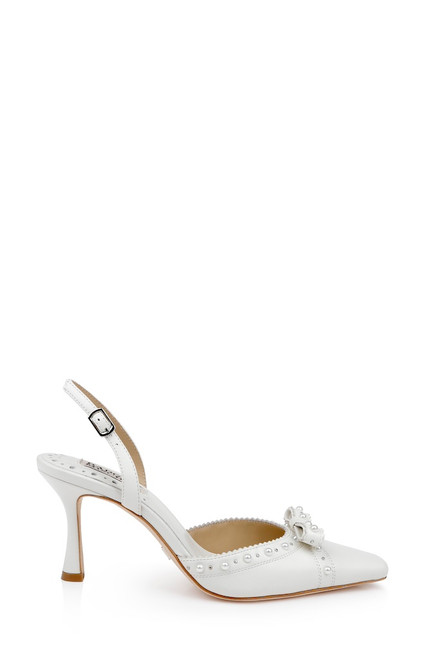 White Leather | Gizelle Square Toe Pumps Side