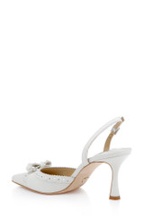 White Leather | Gizelle Square Toe Pumps Back Side