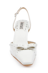 White Leather | Gizelle Square Toe Pumps Front