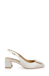 Ivory | Gracen Block Heel Slingback Pumps Side