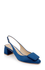 Navy | Gracen Block Heel Slingback Pumps Front Side