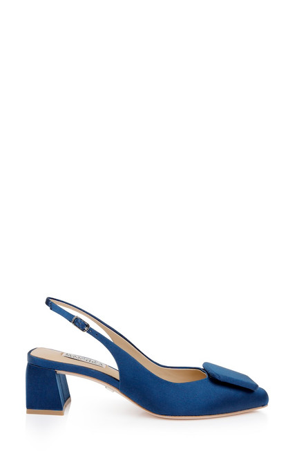 Navy | Gracen Block Heel Slingback Pumps Side