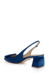 Navy | Gracen Block Heel Slingback Pumps Back Side