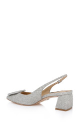 Silver Glitter | Gracen Block Heel Slingback Pumps Back Side