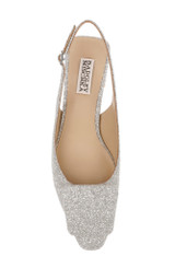 Silver Glitter | Gracen Block Heel Slingback Pumps Top
