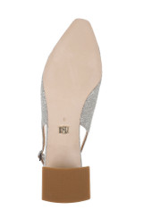 Silver Glitter | Gracen Block Heel Slingback Pumps Sole