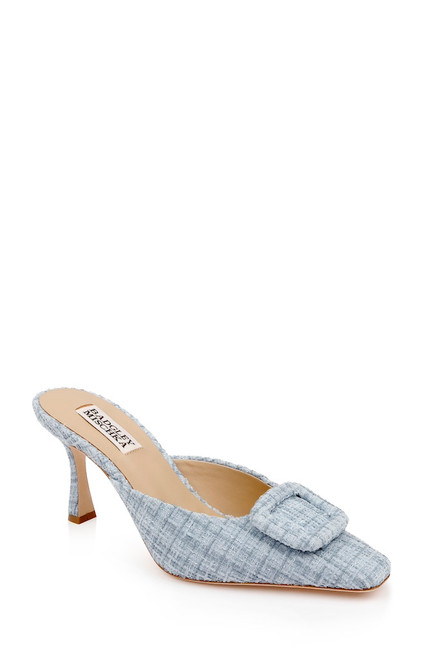 Blue Multi | Graylynn Mid Heel Square Toe Mules Front Side