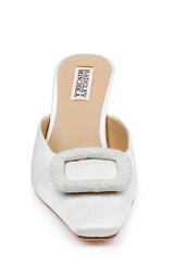 White Crepe | Graylynn Mid Heel Square Toe Mules Front