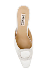 White Crepe | Graylynn Mid Heel Square Toe Mules Top