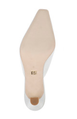 White Crepe | Graylynn Mid Heel Square Toe Mules Sole