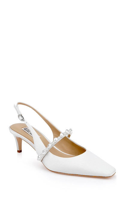 White Crepe | Gretel Mary Jane Slingbacks Front Side
