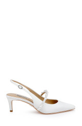 White Crepe | Gretel Mary Jane Slingbacks Side