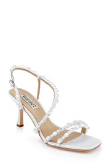 White | Gretta Pearl Strappy Mid Heel Sandals Front Side