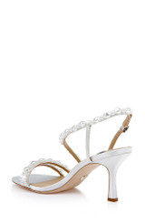White | Gretta Pearl Strappy Mid Heel Sandals Back Side