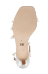 White | Gretta Pearl Strappy Mid Heel Sandals Sole