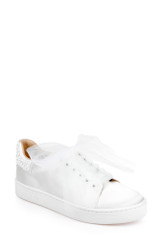 White | Gem Dressy Satin Sneakers Front Side
