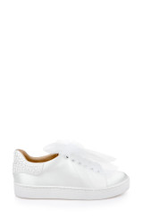 White | Gem Dressy Satin Sneakers Side